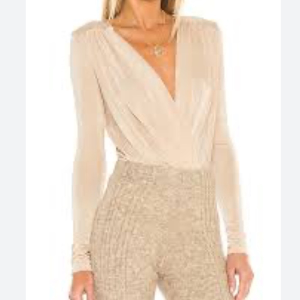 Free People womans tan/ cream Turnt bodysuit size S